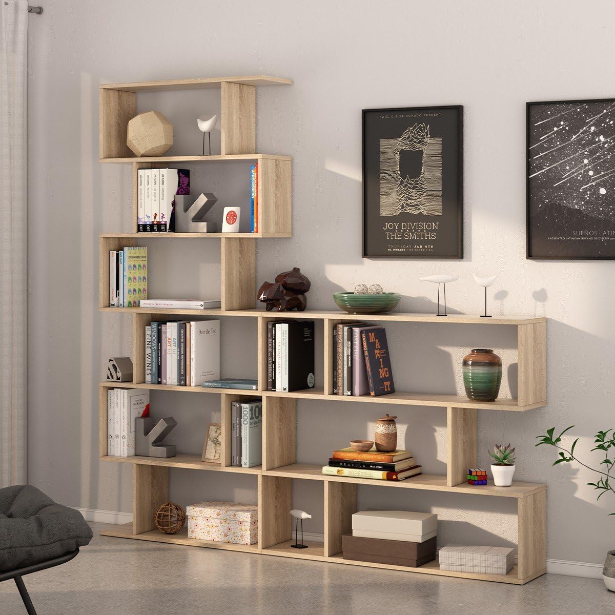 Libreria componibile bassa Athena - 110x97x24 cm, colore canadian - Image 3
