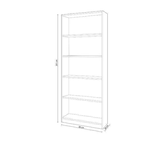 Libreria Scaffale a 5 Ripiani Bianco Opaco 80 x 201 x 28 cm - Image 3