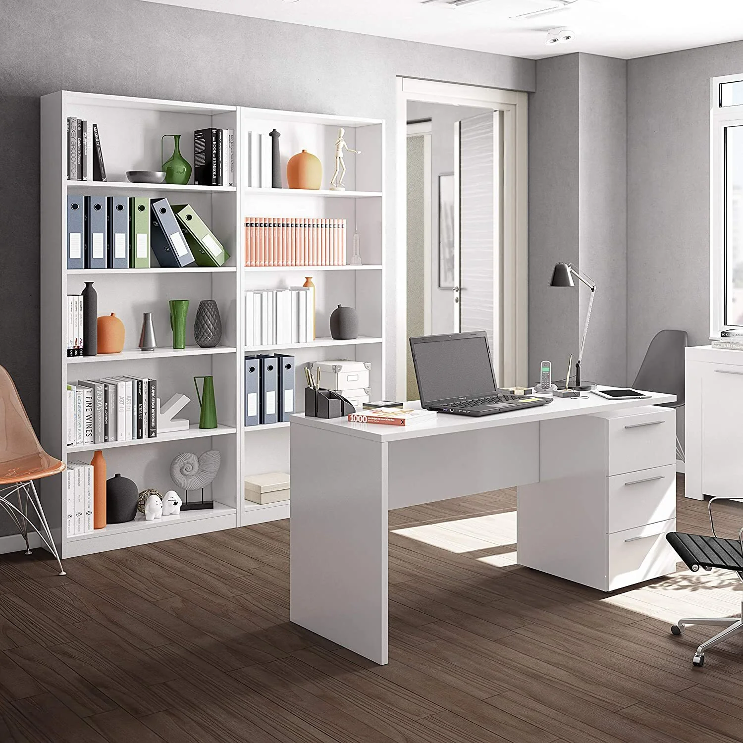 Libreria Scaffale a 5 Ripiani Bianco Opaco 80 x 201 x 28 cm - Image 4