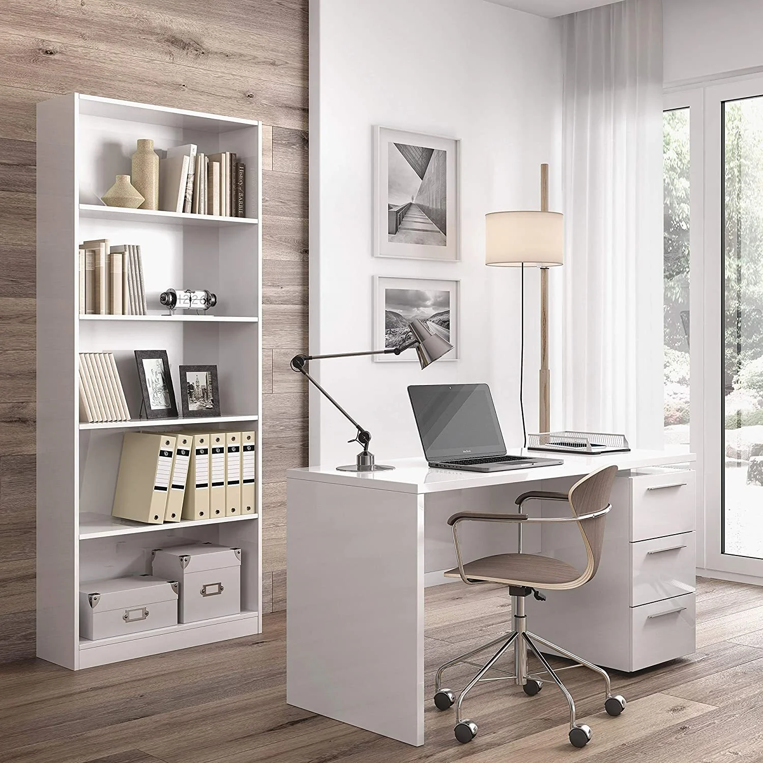 Libreria Scaffale a 5 Ripiani Bianco Opaco 80 x 201 x 28 cm - Image 5