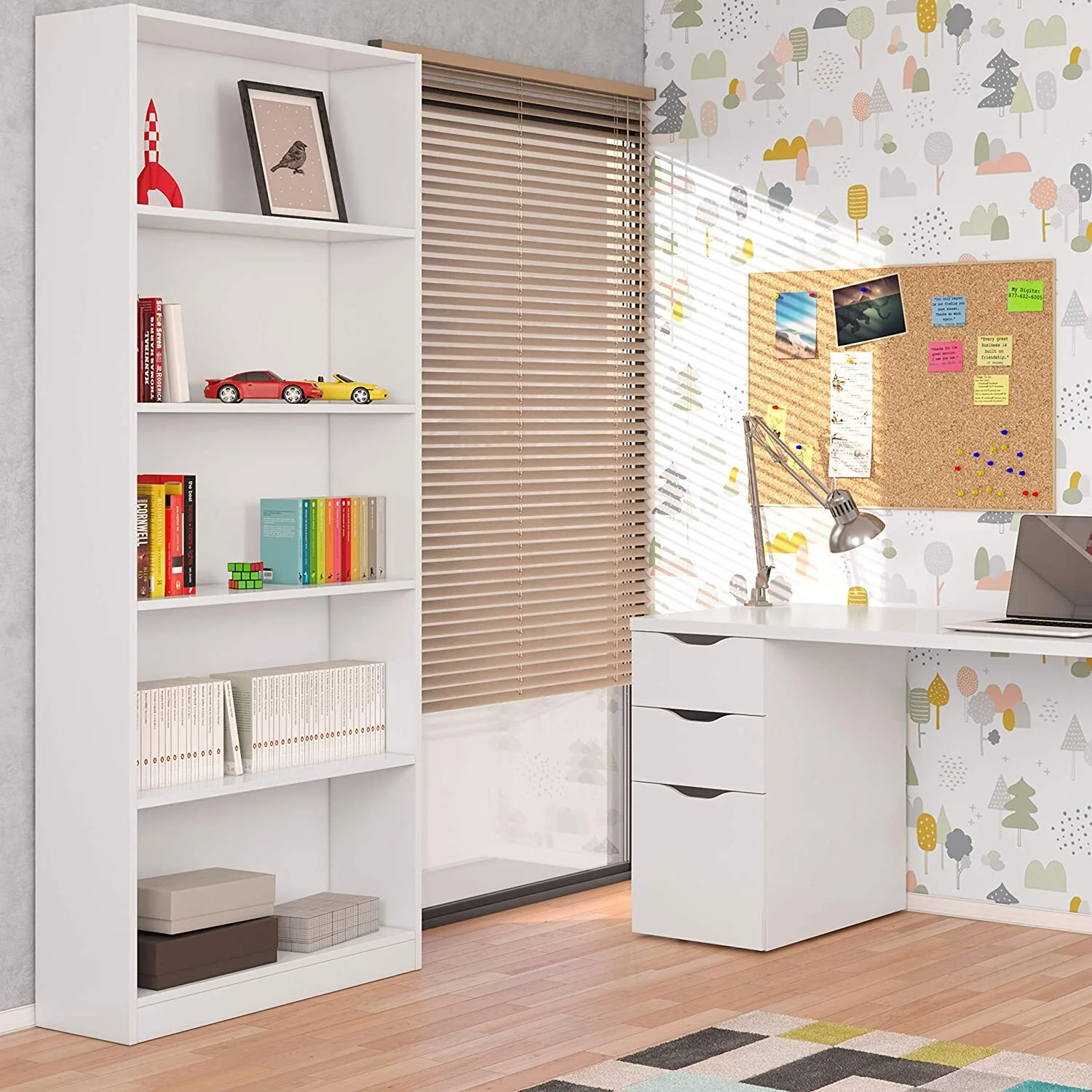 Libreria Scaffale a 5 Ripiani Bianco Opaco 80 x 201 x 28 cm - Image 6