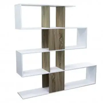 Libreria Adrianne Bianca e Naturale: Melammina, 145x29x145 - Image 2