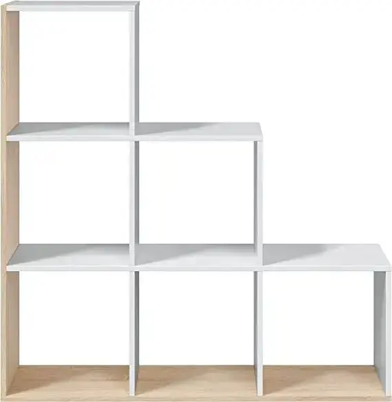 Libreria Moderna Bianca e Rovere con Ripiani e Scomparti - Image 5