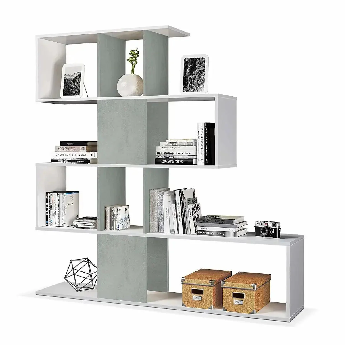 Libreria Zig-Zag in Cemento Bianco 145x145x30 cm - Image 3