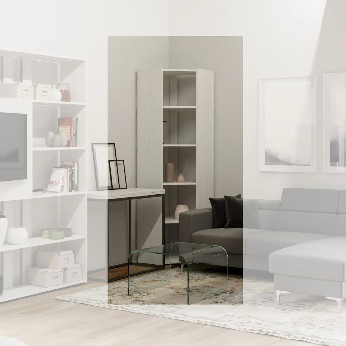 Librerie Angolari Kato A e B: Design Elegante e Funzionale 60.3x204x60.3 cm