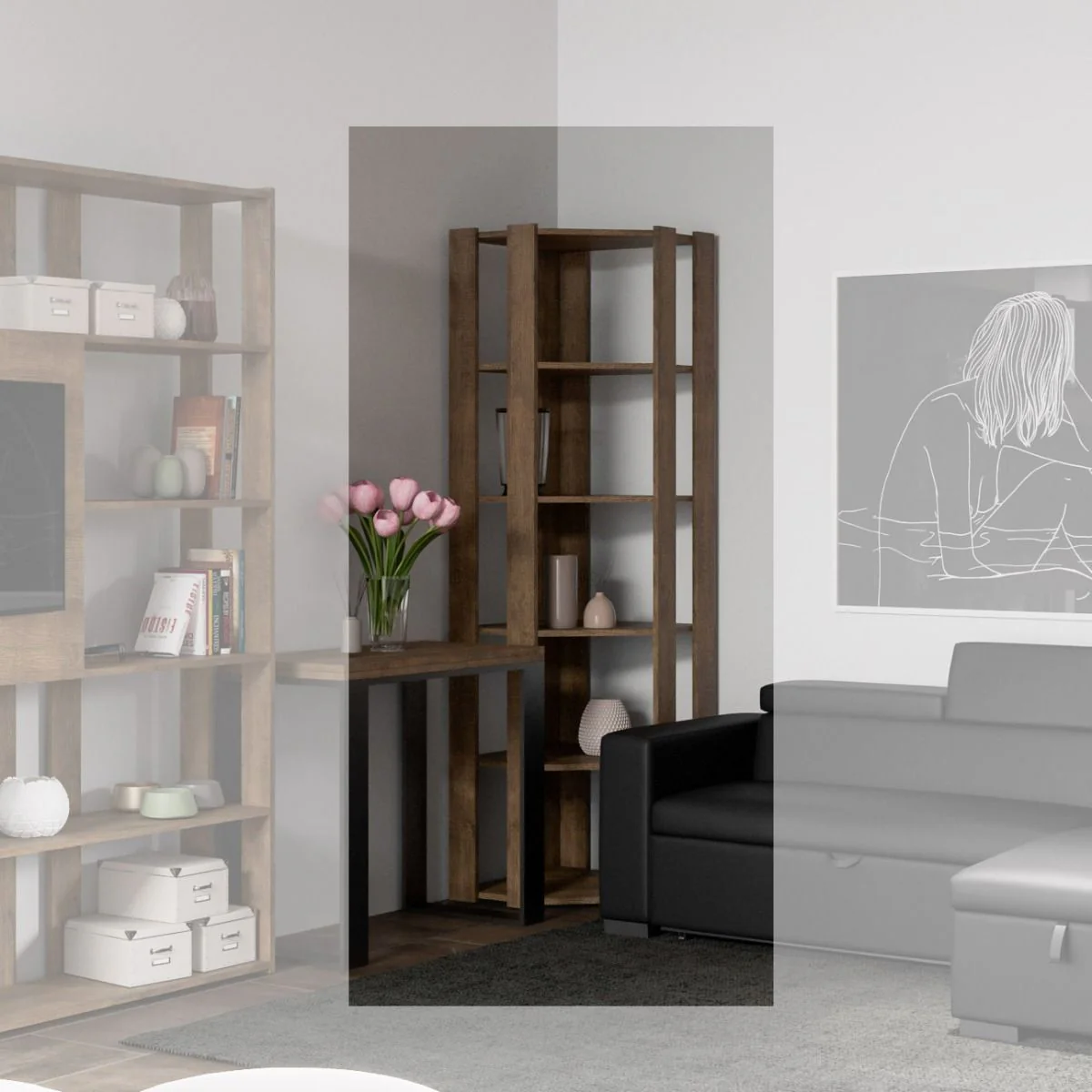 Librerie Angolari Kato A e B: Design Elegante e Funzionale 60.3x204x60.3 cm - Image 11
