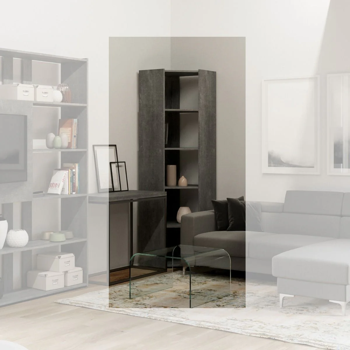 Librerie Angolari Kato A e B: Design Elegante e Funzionale 60.3x204x60.3 cm - Image 3