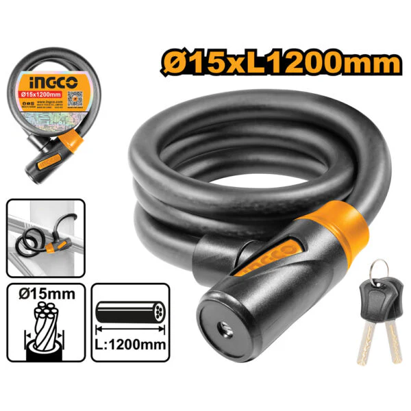 Lucchetto per Bici 15x1200mm – Antifurto con Chiavi e Supporto