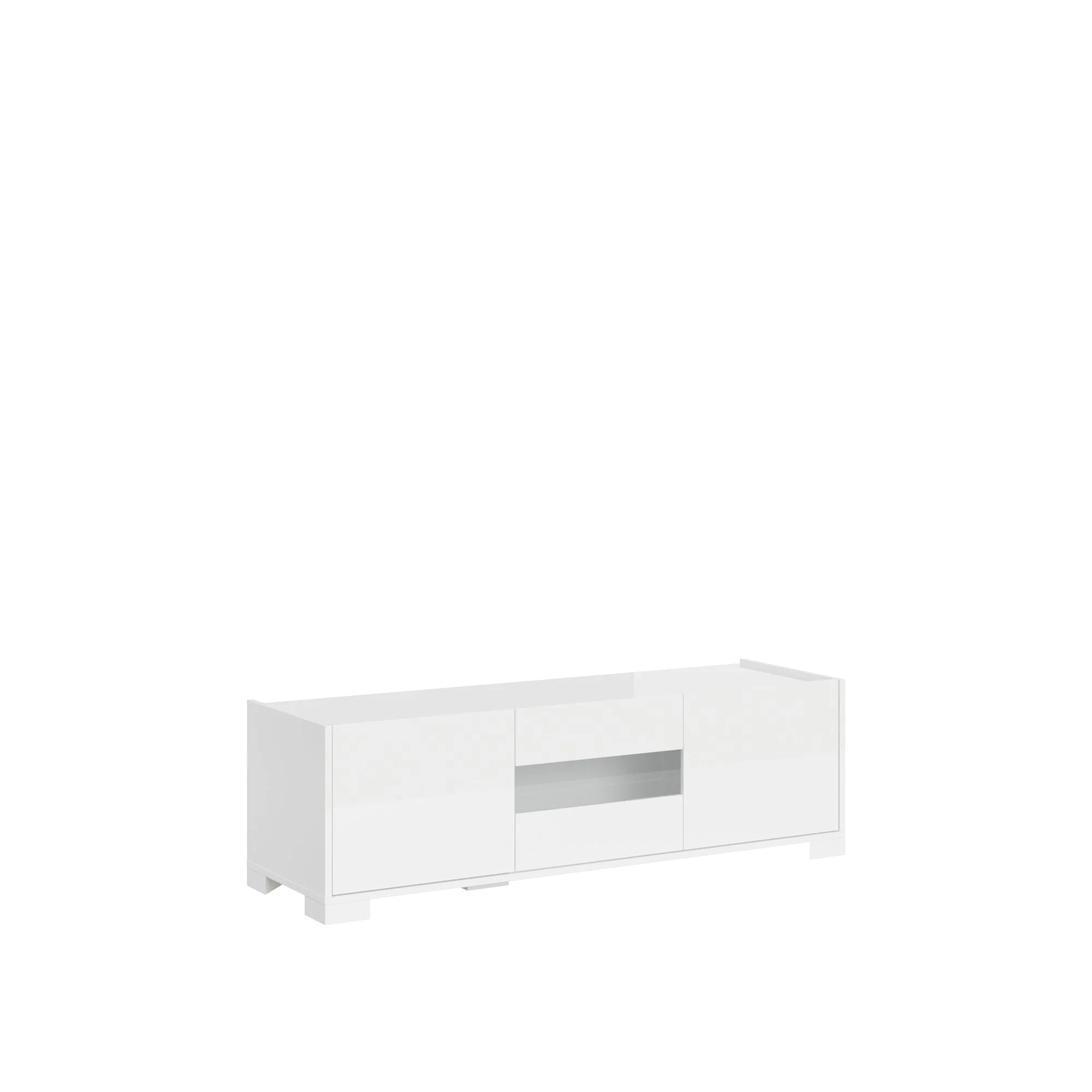 Madia e Credenza alta con Porta TV Riflesso bianco lucido e cashmere - Image 12
