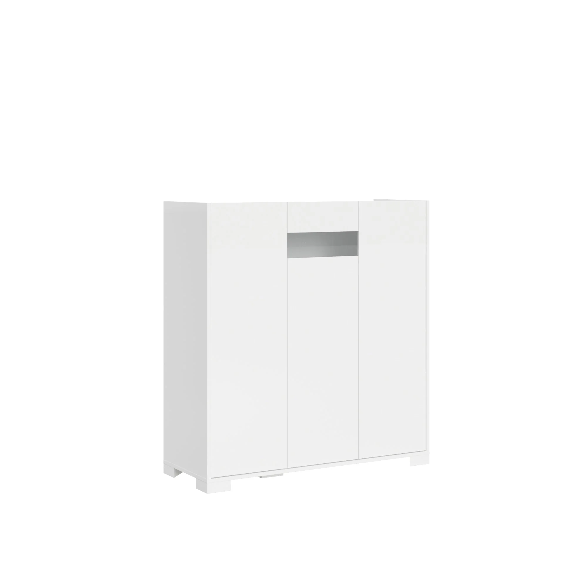 Madia e Credenza alta con Porta TV Riflesso bianco lucido e cashmere - Image 17