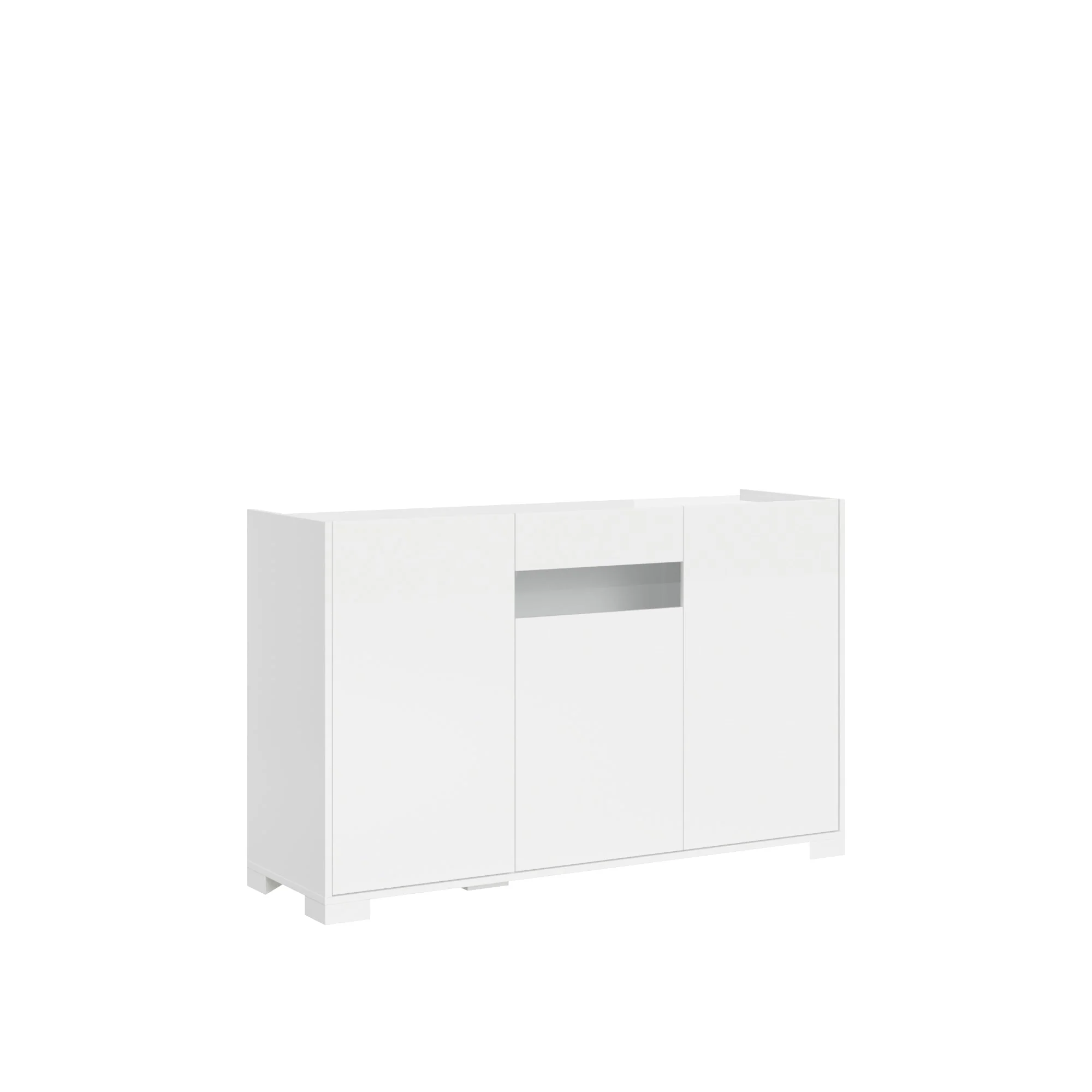 Madia e Credenza alta con Porta TV Riflesso bianco lucido e cashmere - Image 2