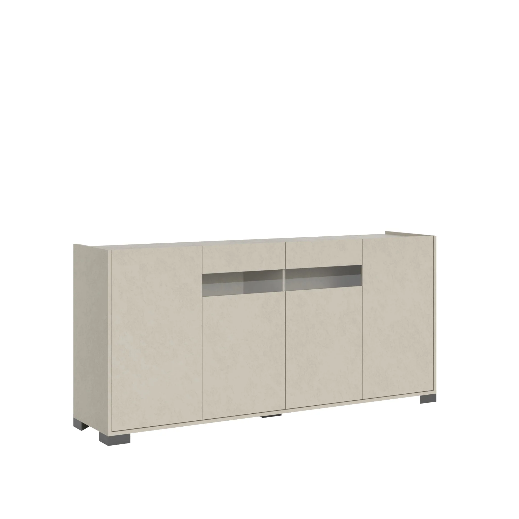 Madia e Credenza alta con Porta TV Riflesso bianco lucido e cashmere - Image 27