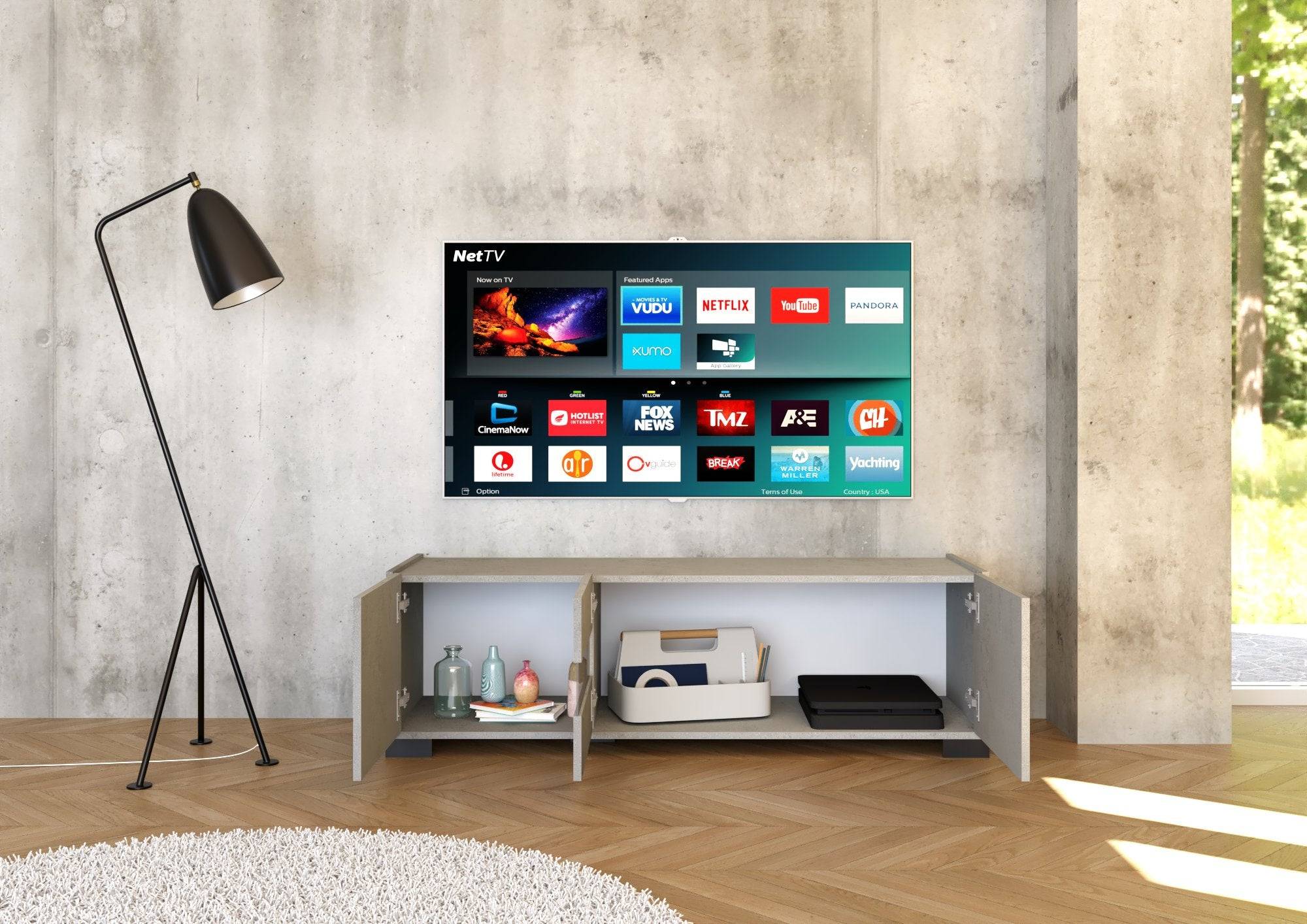 Madia e Credenza alta con Porta TV Riflesso bianco lucido e cashmere - Image 38