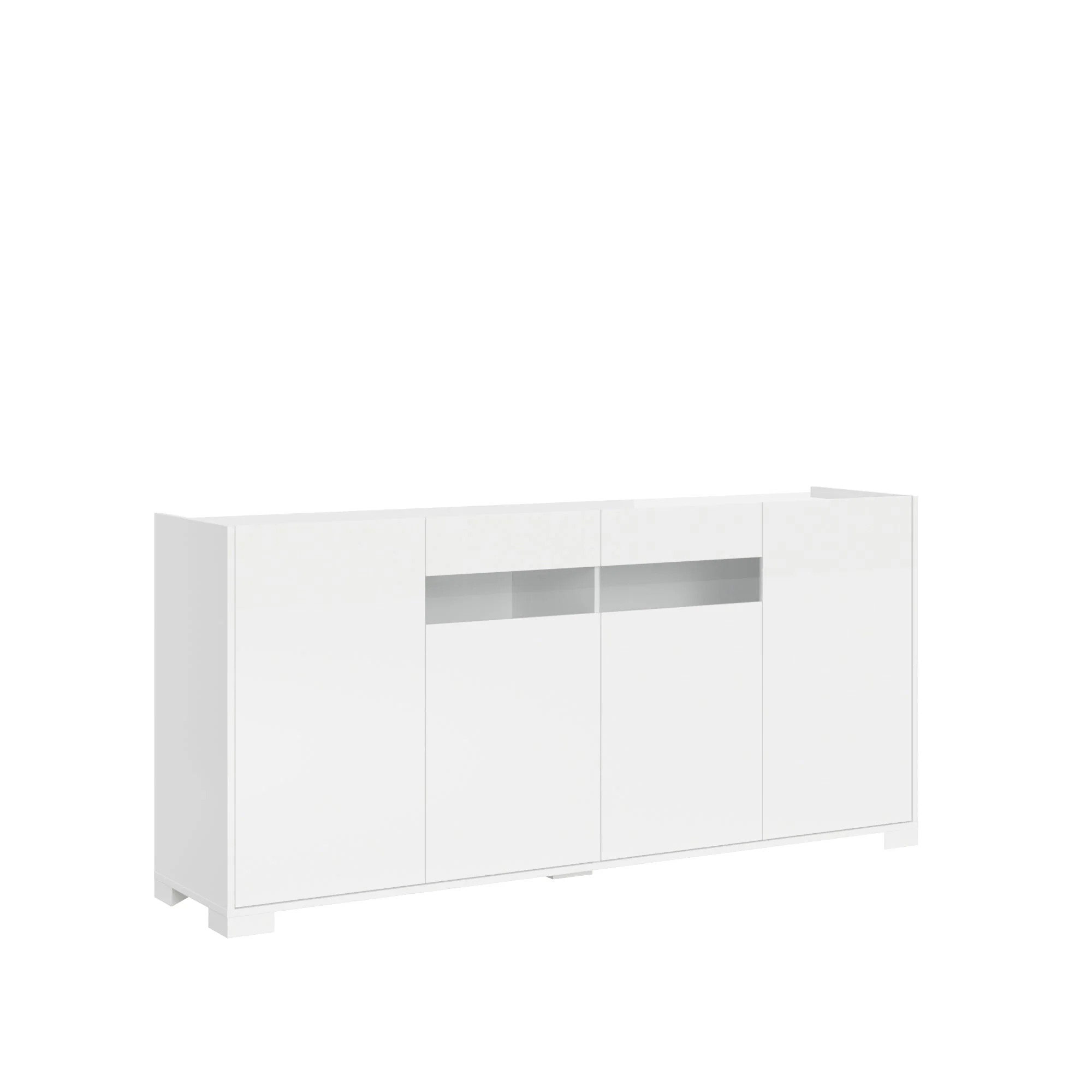 Madia e Credenza alta con Porta TV Riflesso bianco lucido e cashmere - Image 7