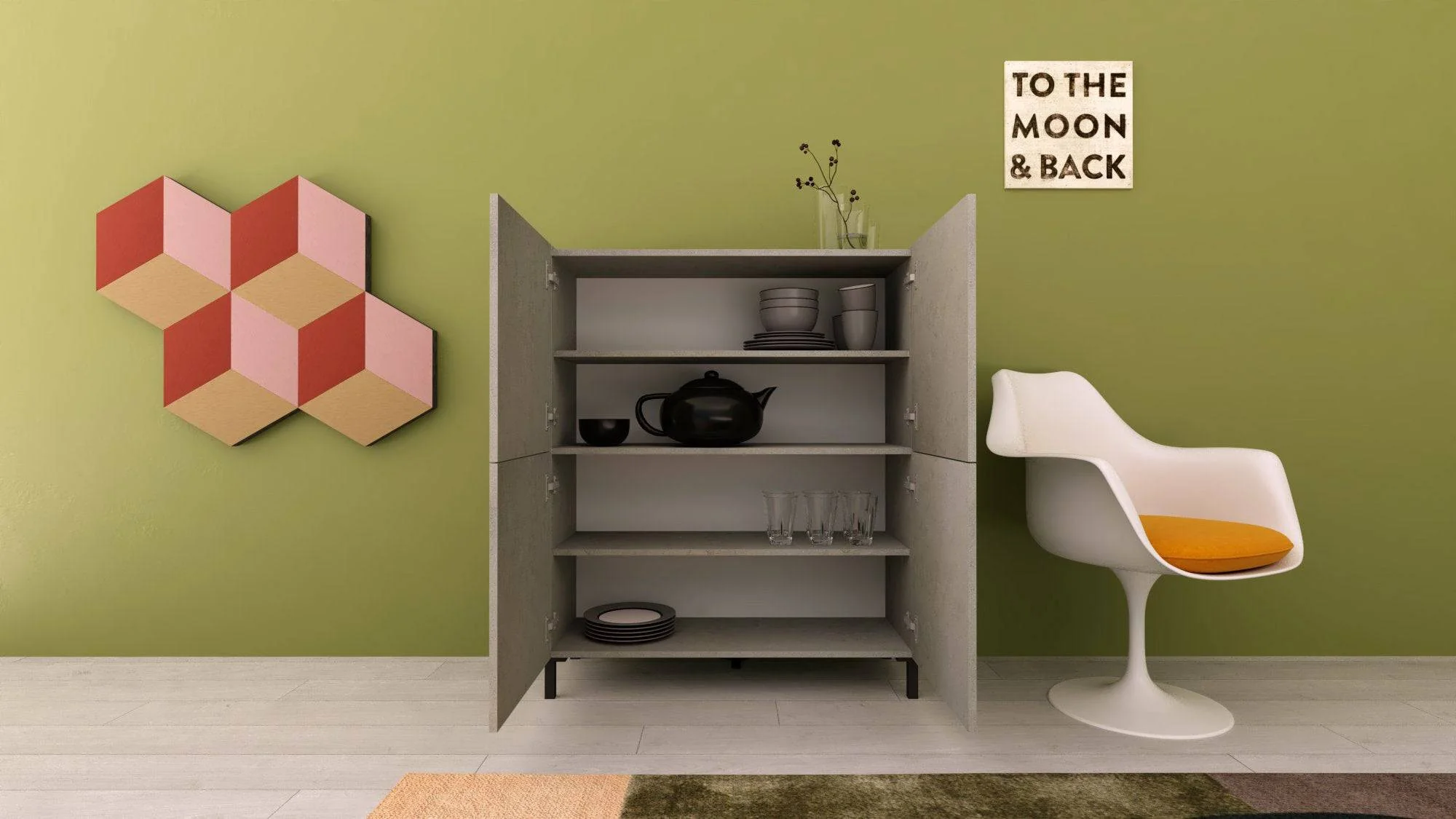 Madia e Credenza Solaria cashmere con ante e cassetti - Image 18