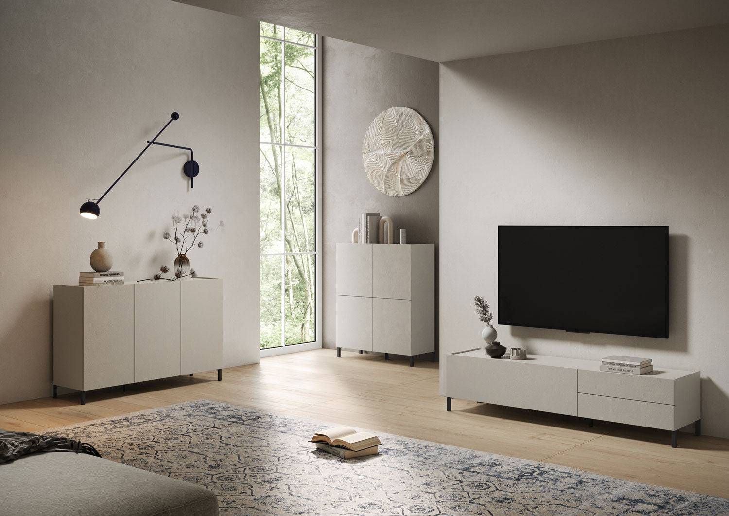 Madia e Credenza Solaria cashmere con ante e cassetti - Image 5