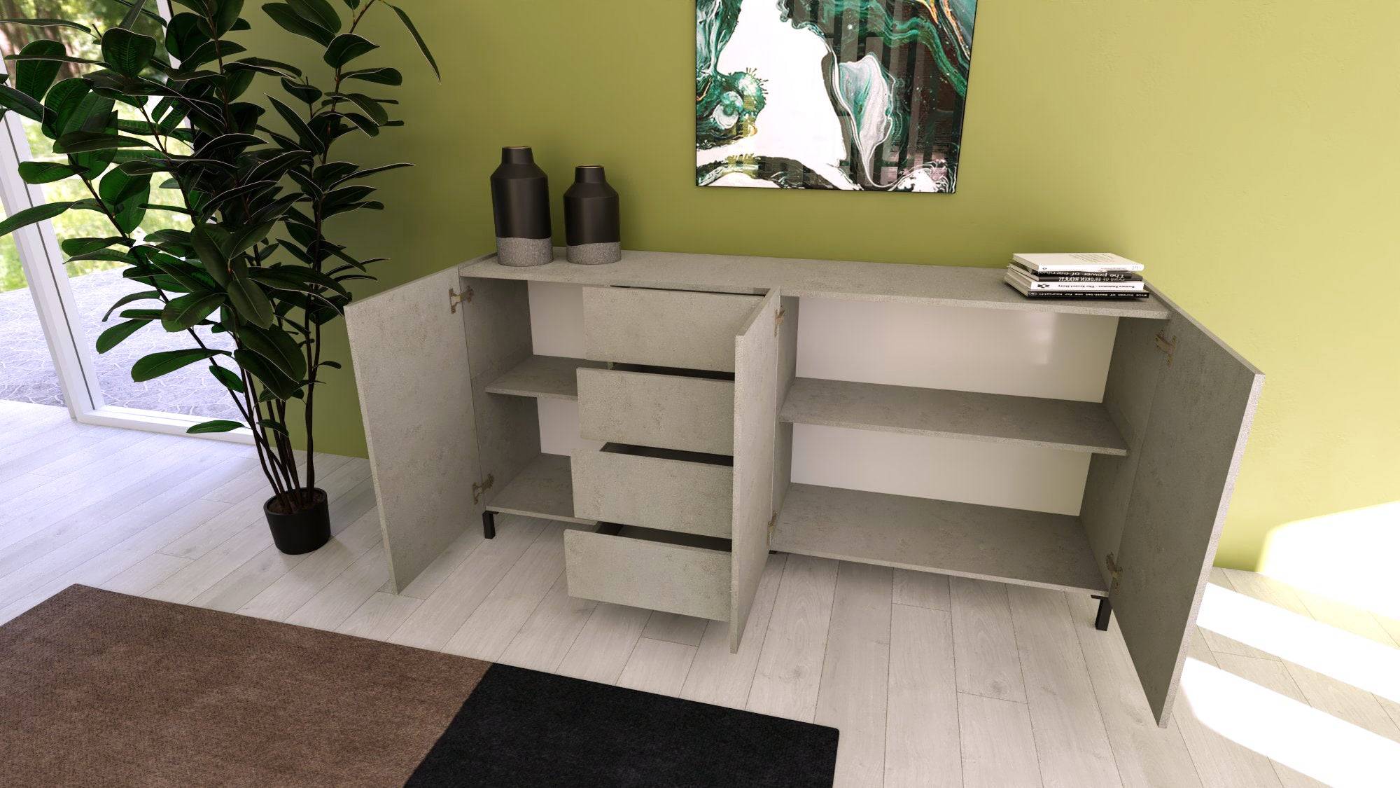 Madia e Credenza Solaria cashmere con ante e cassetti - Image 8