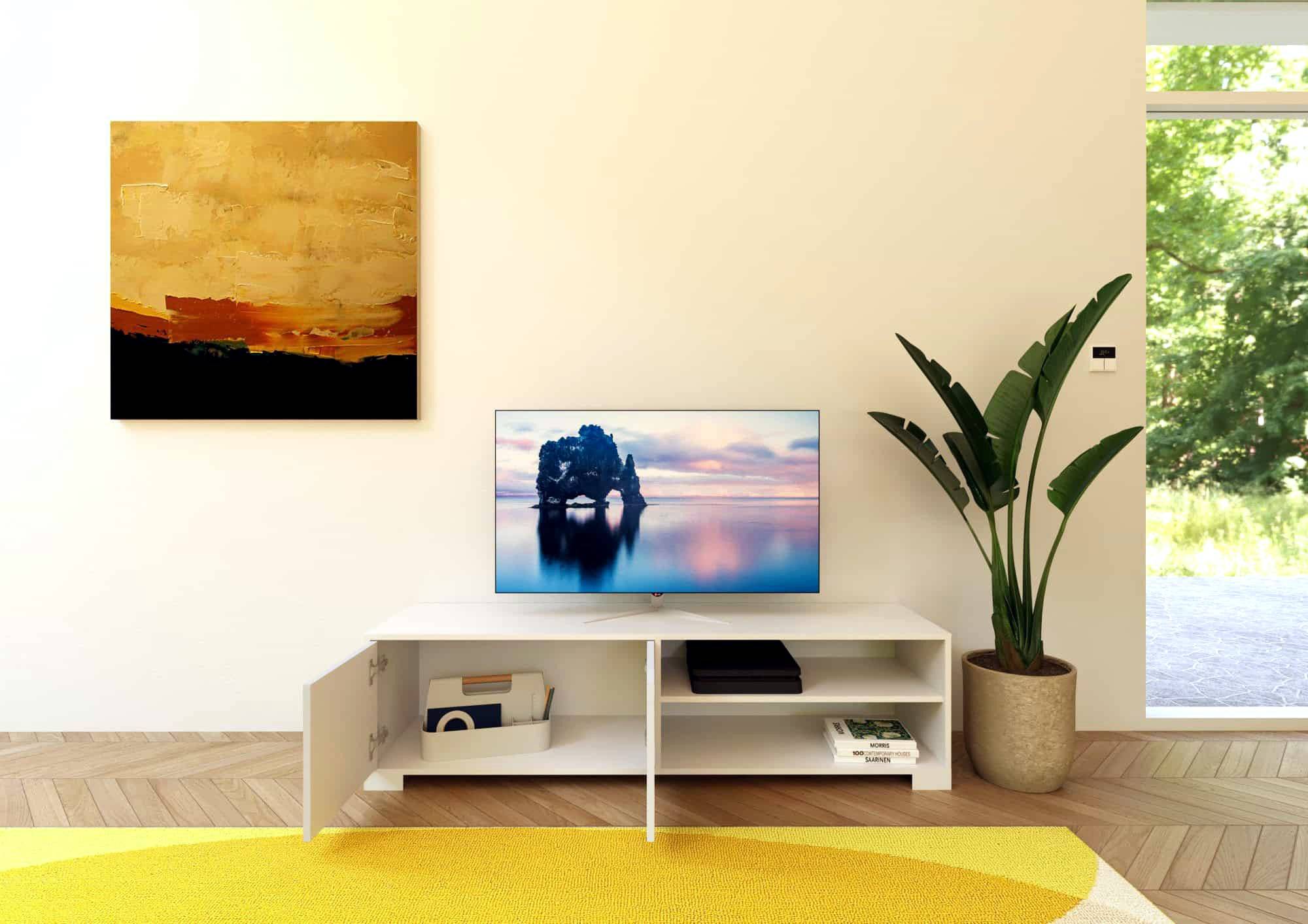 Madia e Porta TV Lumina con ante in bianco lucido e cashmere - Image 14
