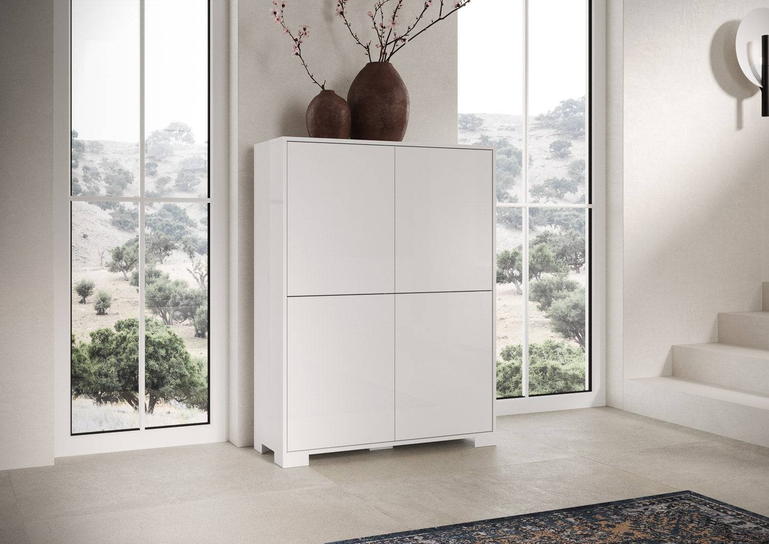 Madia e Porta TV Lumina con ante in bianco lucido e cashmere - Image 23