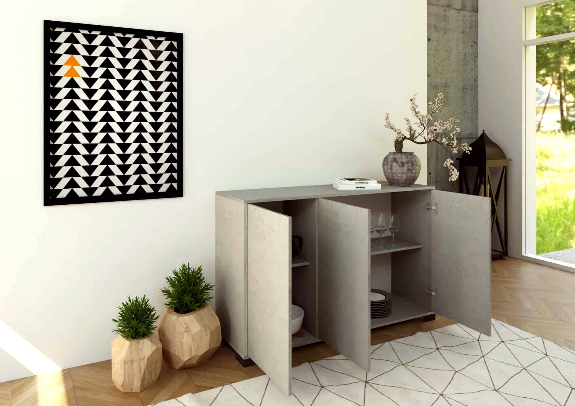 Madia e Porta TV Lumina con ante in bianco lucido e cashmere - Image 29