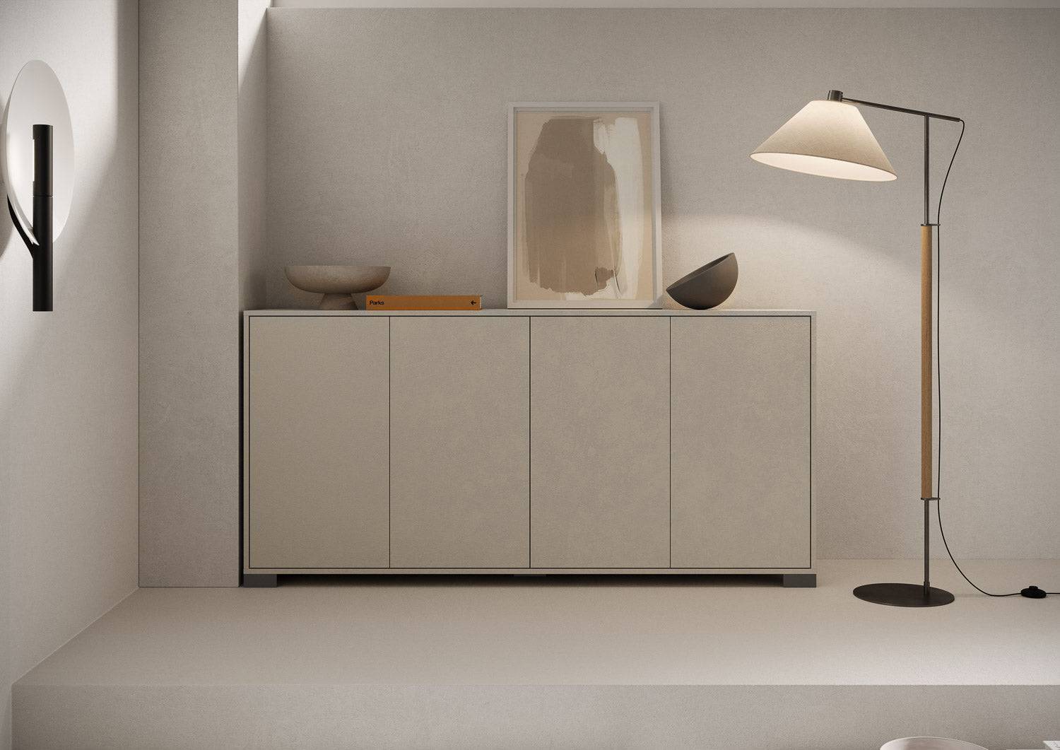 Madia e Porta TV Lumina con ante in bianco lucido e cashmere - Image 32
