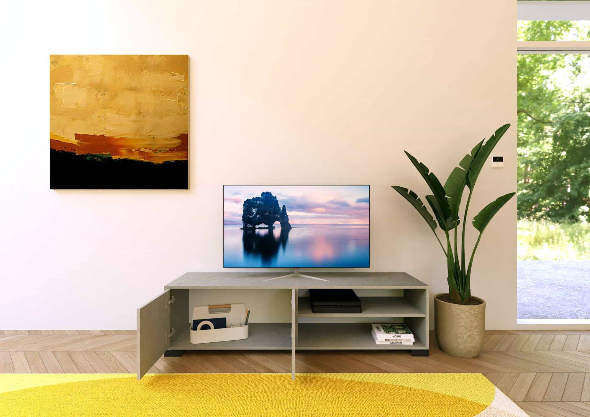 Madia e Porta TV Lumina con ante in bianco lucido e cashmere - Image 38