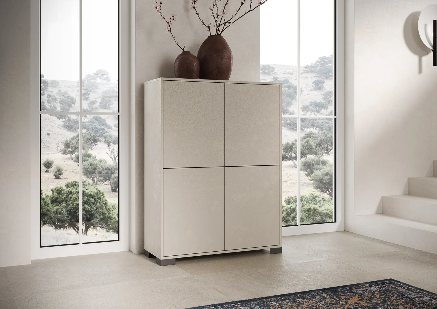 Madia e Porta TV Lumina con ante in bianco lucido e cashmere - Image 47