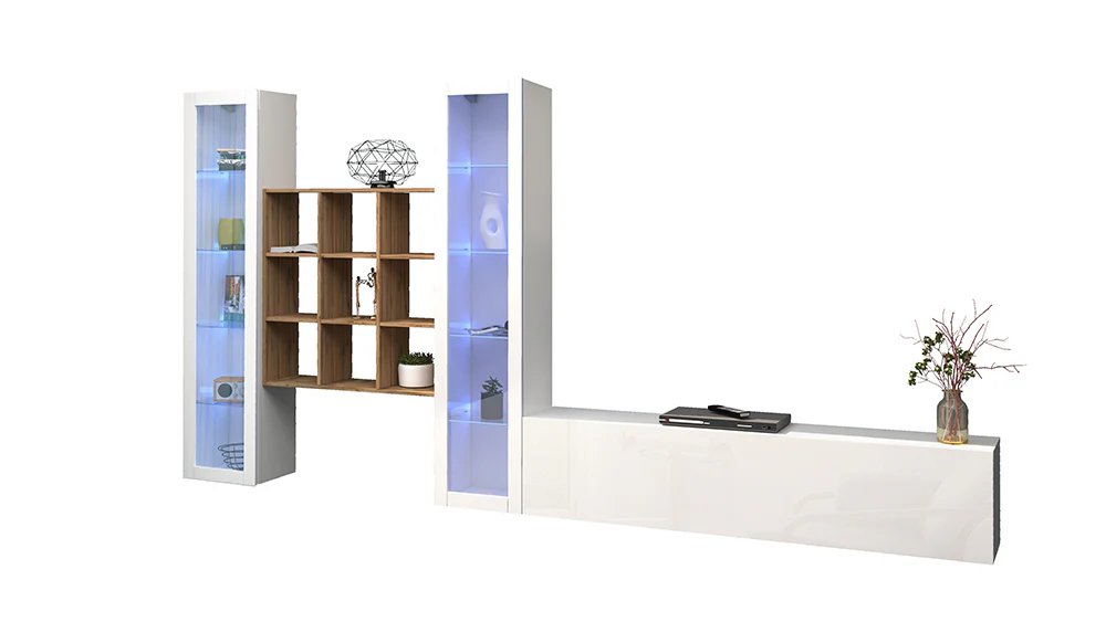 Soggiorno MARUSKA - Parete Attrezzata 350 cm con Vetrine, Porta TV e Libreria - Image 3