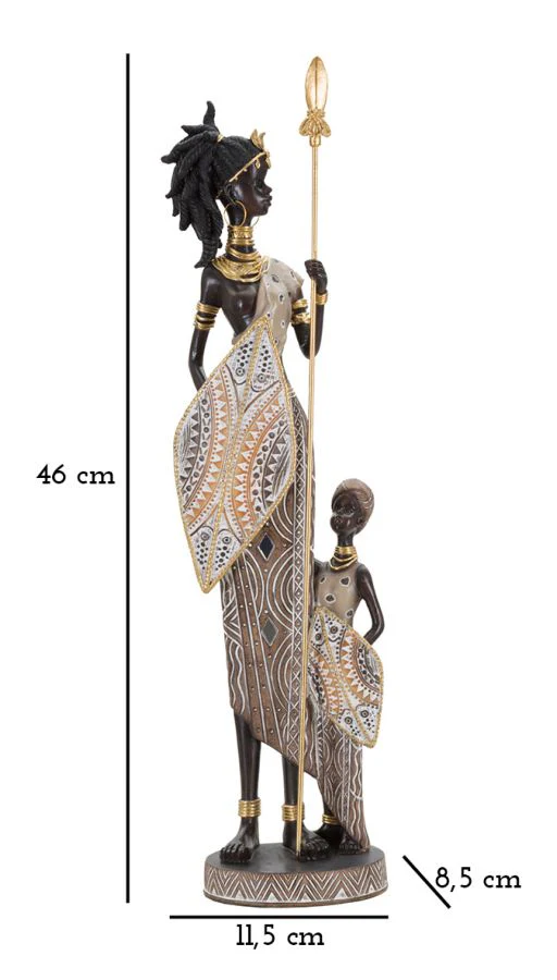 Statuetta Tribale Masai con Bambino - 11,5x8,5x46 cm - Image 6