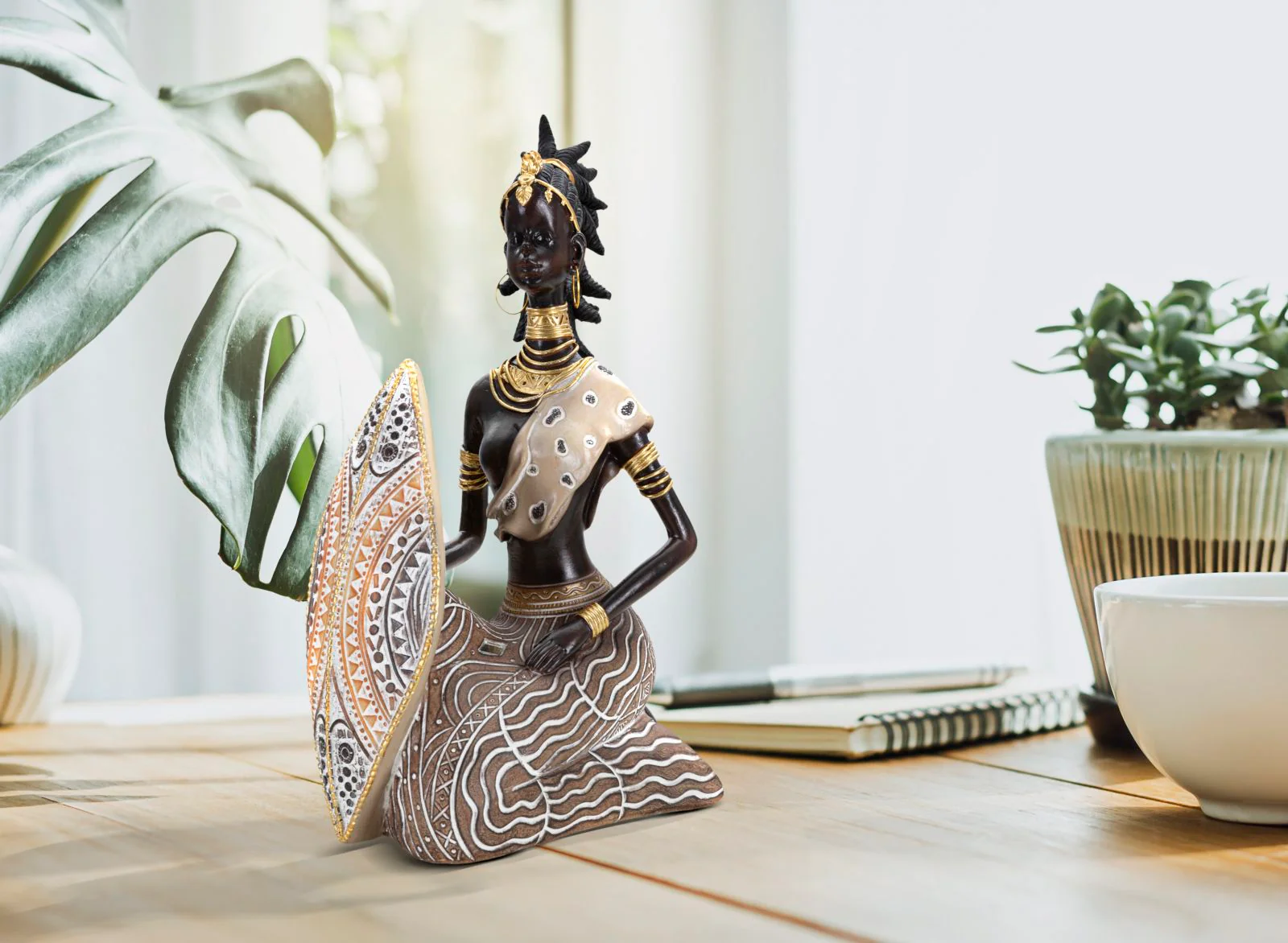 Statuetta Masai con Scudo - 13,5x9x24,5 cm - Image 5