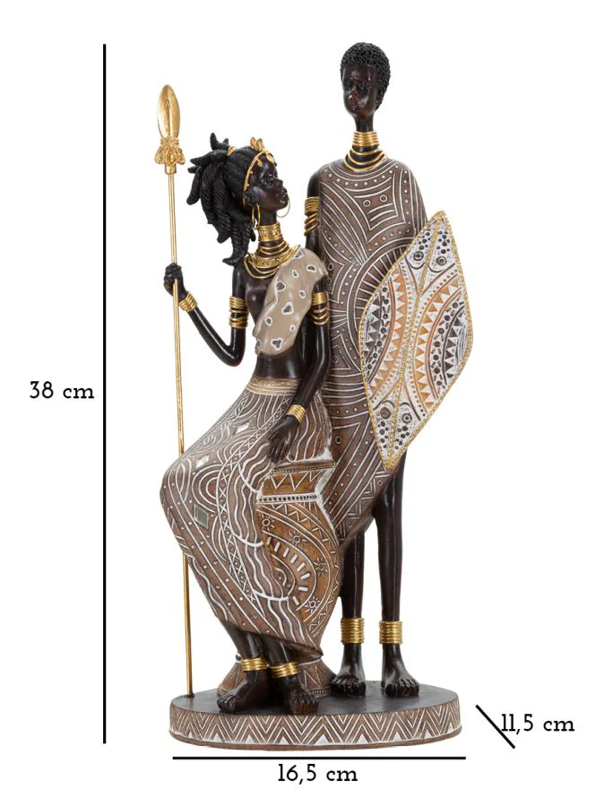 Statuetta Familiare Masai in Arte Tradizionale - 16,5x11,5x38 cm - Image 6