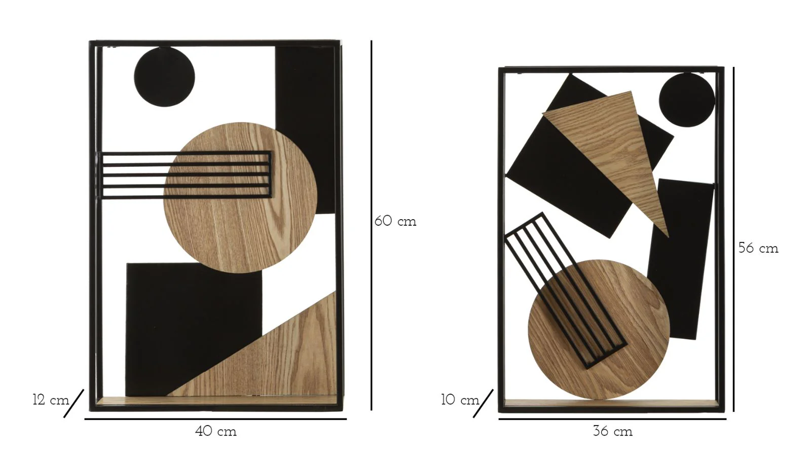 Mensole Muro Picassy Design Moderno - Coppia 40x12x60 e 36x10x56 cm - Image 7