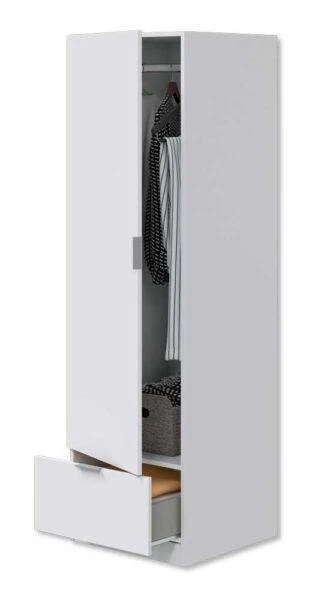 Armadio Bianco 1 Anta con Barra Appendiabiti e Cassetto – 50x51x170 cm