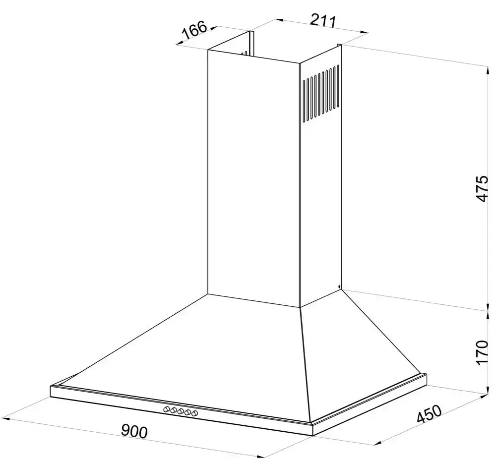 Cappa da Cucina a Piramide 90 cm Acciaio Inox 135W 450 m³/h - Image 3