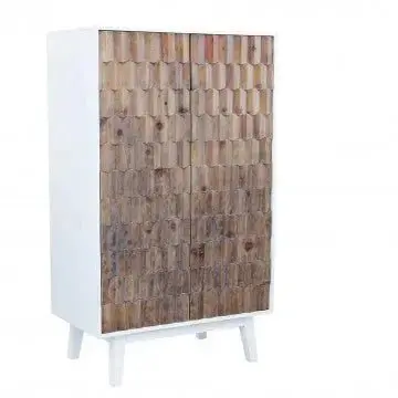Mobile Amias: Bianco con Decorazione Color Naturale, cm 90x50x150