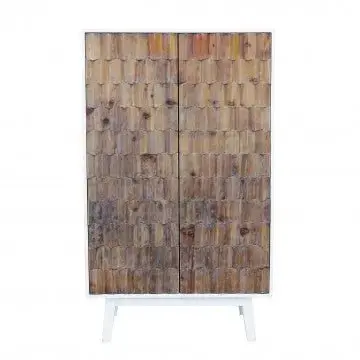 Mobile Amias: Bianco con Decorazione Color Naturale, cm 90x50x150 - Image 2