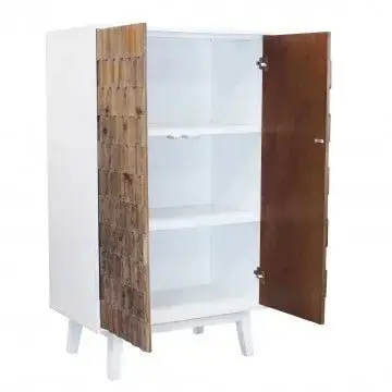 Mobile Amias: Bianco con Decorazione Color Naturale, cm 90x50x150 - Image 4