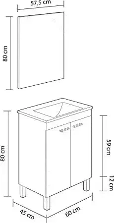 Mobile Bagno Bianco con Specchio 60x45x80 cm - Image 5