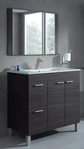 Mobile Bagno Grigio Ceniza 80x45x80 cm con Specchio