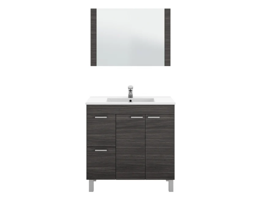 Mobile Bagno Grigio Ceniza 80x45x80 cm con Specchio - Image 2