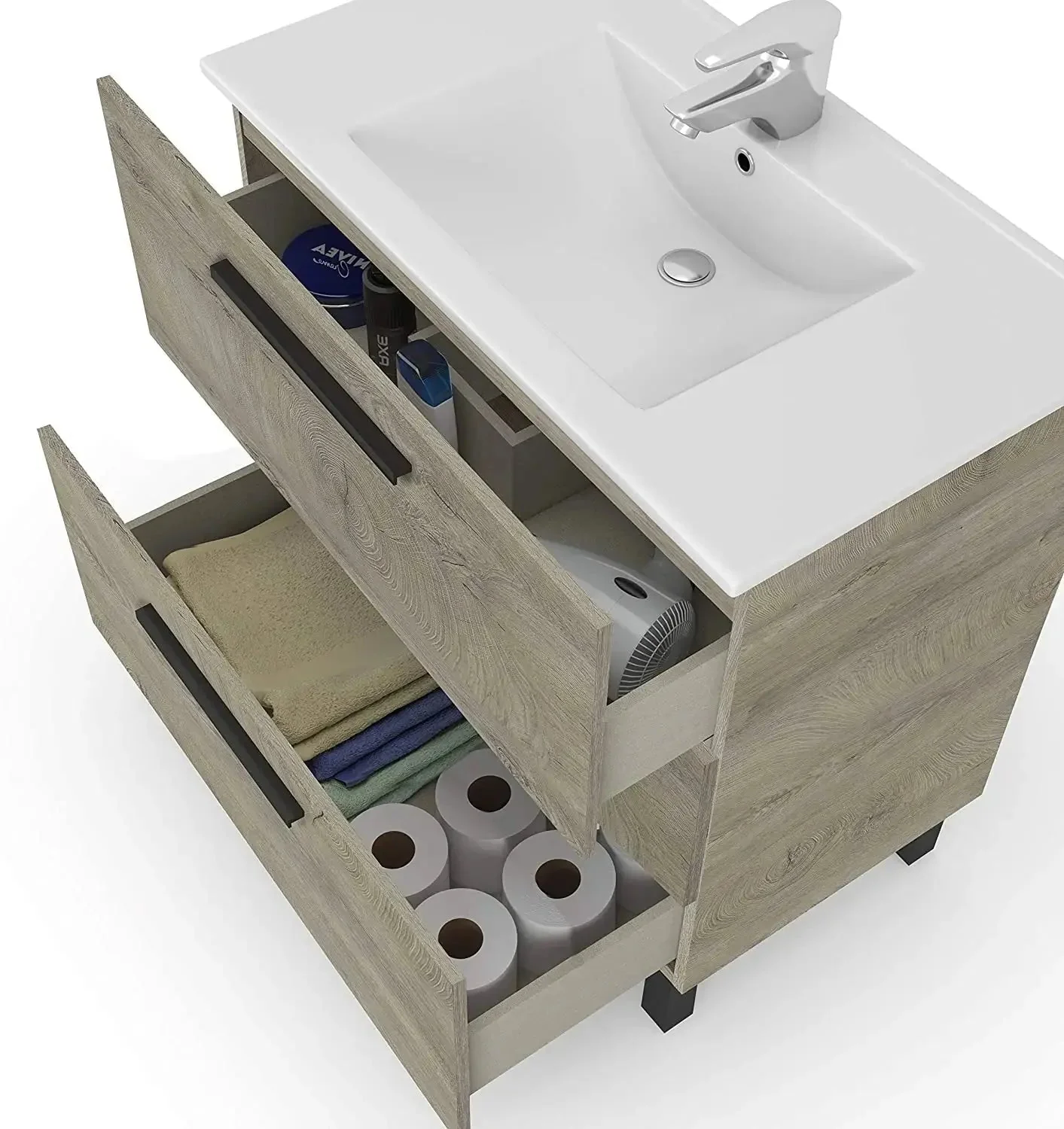 Mobile Bagno Rovere Alaska 3 Cassetti 80x45x86 cm - Image 2