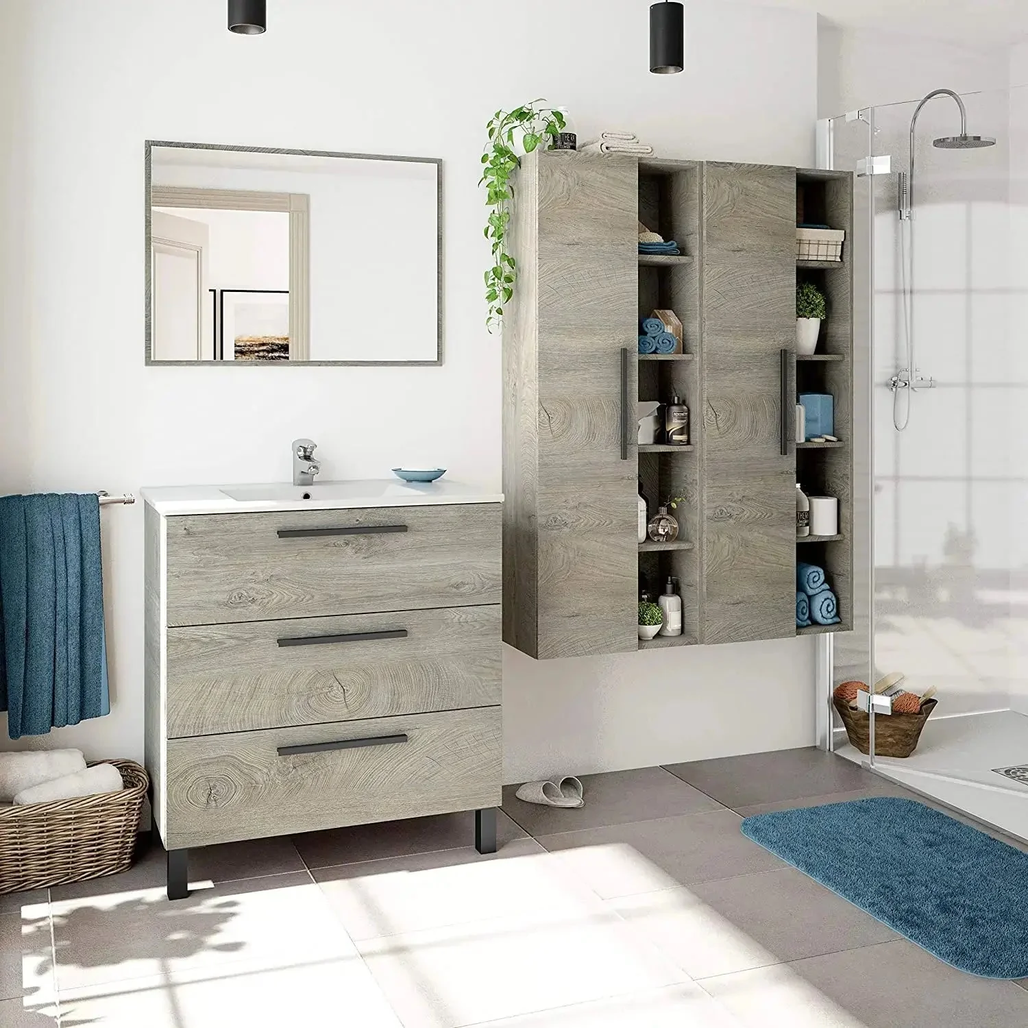 Mobile Bagno Rovere Alaska 3 Cassetti 80x45x86 cm - Image 3
