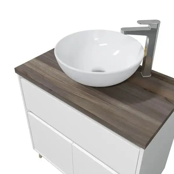 Mobile bagno cm80 lavabo tondo bianco-olmo - Image 2