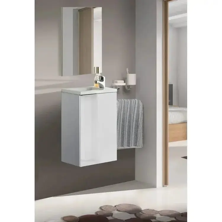 Mobile bagno con lavabo cm.40x22x58h 1anta con sportello laccato bianco - Image 2