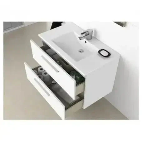 Mobile bagno sospeso 80x46x58h bianco 2cassetti lavabo e specchio - Image 4