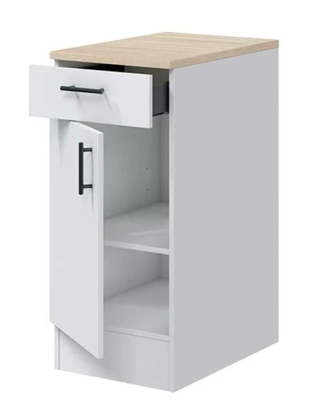 Mobile Base 40x60x90h Kira 1 Cassetto 1 Anta MDF Bianco/Rovere – Arredo Casa e Cucina