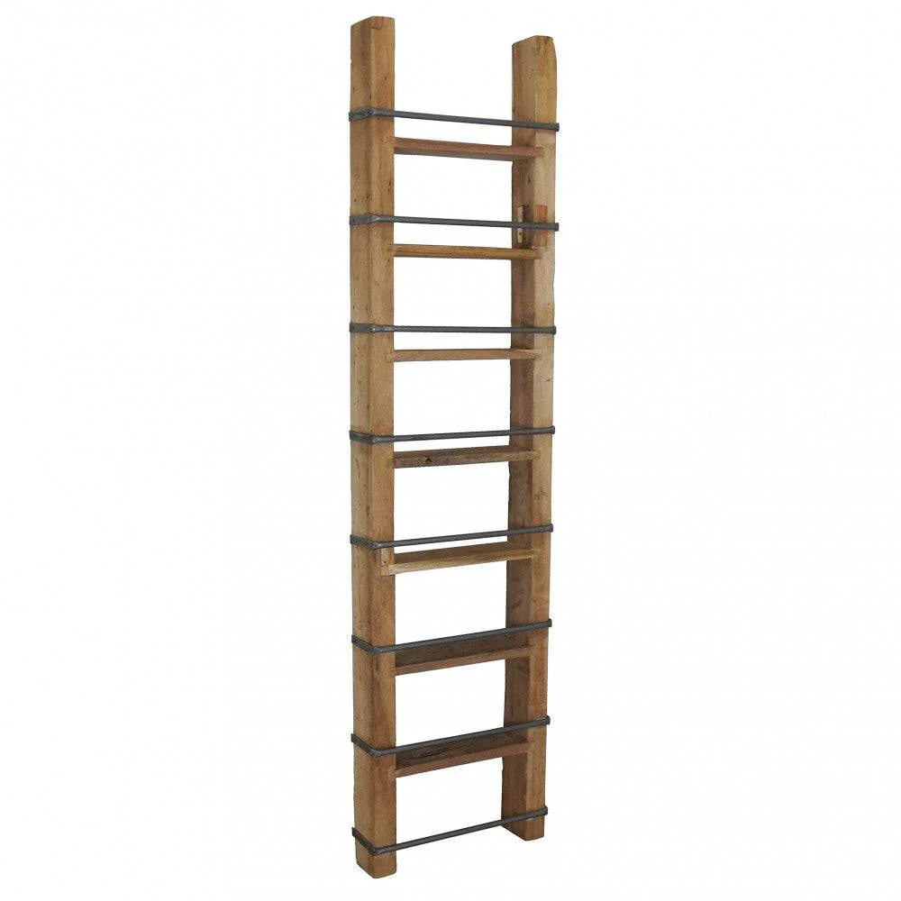 Libreria MOBILE CHARLES - Legno Riciclato, Marrone, 41x11x165cm