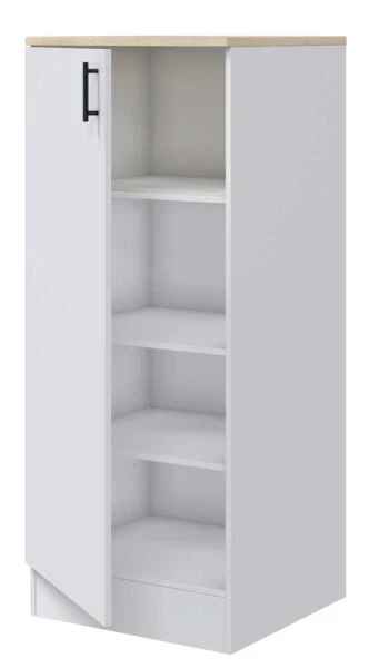 Mobile Colonna 60 cm 1 Anta, Ripiani Regolabili, Bianco/Rovere - MDF