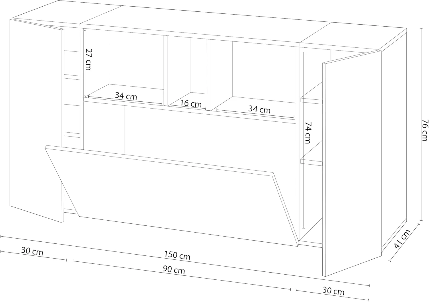 Credenza moderna Royla bianca e cemento – Stile nordico 150 cm - Image 6