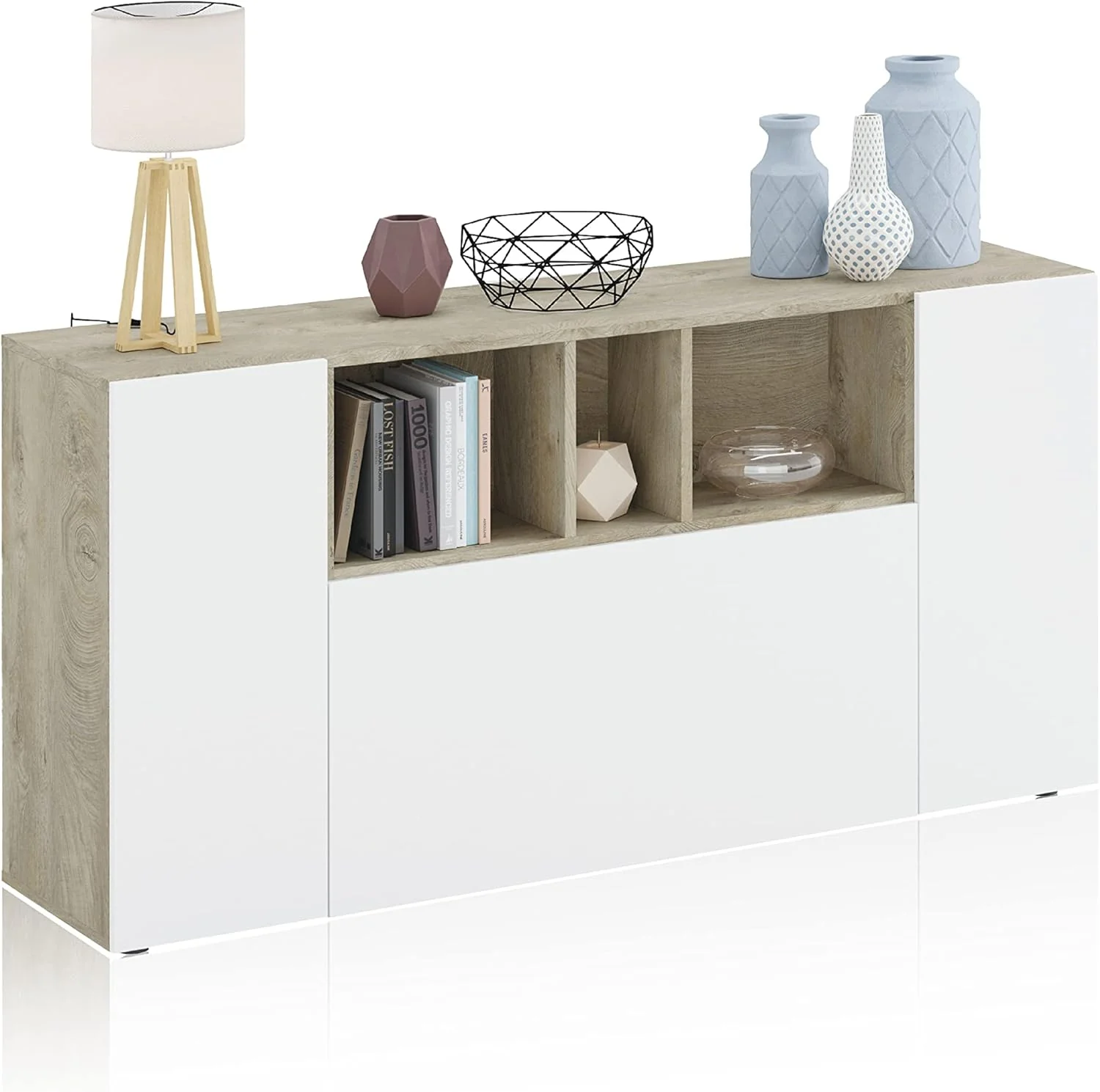 Credenza nordica Loira in rovere Alaska e bianco – Moderna e funzionale - Image 4